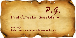 Prohászka Gusztáv névjegykártya