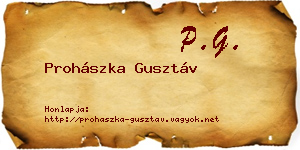 Prohászka Gusztáv névjegykártya